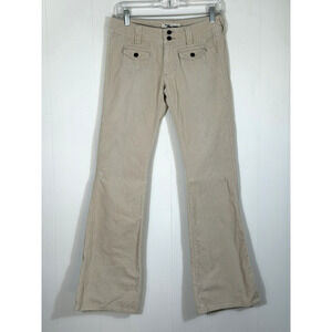 Old Navy Vintage Y2K Flare Corduroy Pants Low Rise Ivory Size 2 Flap Pockets